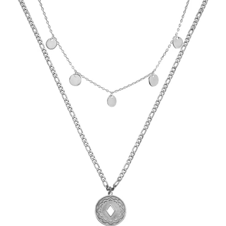 Purelei Kohala Ketten-Set – 2-teiliges Damen Layering Schmuckset mit Kalea & Lolani Kette – Edelstahl, wasserfest, verstellbar 40-50 cm – Silver