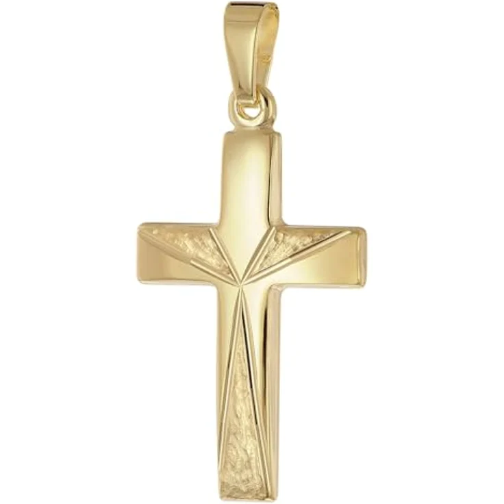 trendor Kreuz-Anhänger Gold 333 (8 Karat) 21 mm, elegantes Schmuckstück für Damen und Herren mit diamantiertem Dekor, Made in Germany, edles Geschenketui – Bild 1