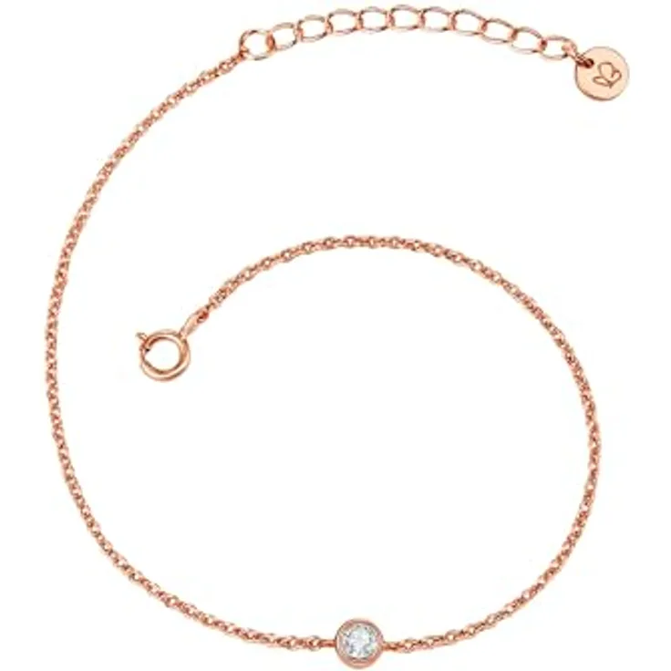 GLANZSTÜCKE MÜNCHEN Damen-Armband Sterling Silber 925, rosévergoldet mit violettem Topas, zierliches Boho-Edelstein-Armband