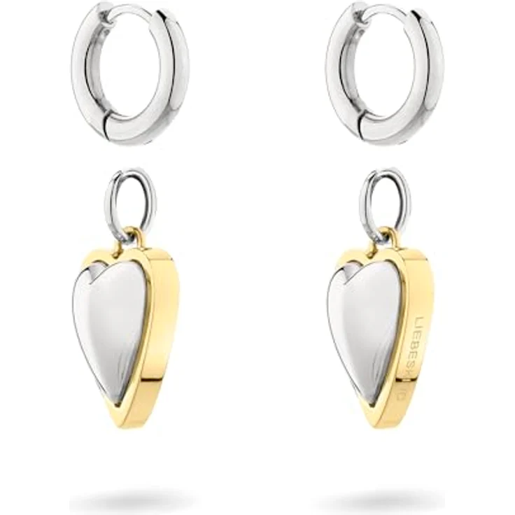 LIEBESKIND BERLIN Metal Heart Creole, Edelstahl Creole Bicolor, 2,8 cm, Scharnierverschluss, wasserfest & hautfreundlich – Bild 2