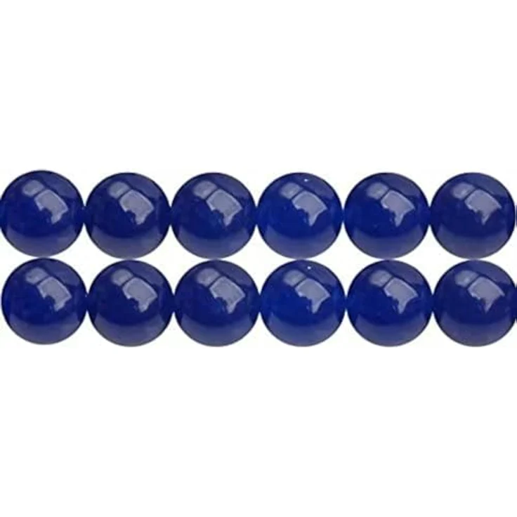 SKYBEADS Chalcedon Perlen, gefärbt in Dunkelblau, 6mm für Schmuckherstellung, 38cm Strang, ca. 60 Stück – Bild 1