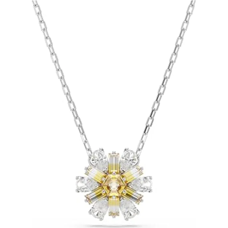 Swarovski Idyllia Anhänger, Gelbe, Rosé Vergoldete Damenhalskette mit Blumen-Motiv und Swarovski Kristallen – Bild 1