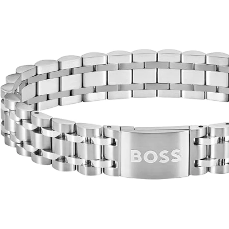 BOSS Jewelry Armband OWAN für Herren, Edelstahl, Fünf-Glieder, magnetischer Verschluss, gravierte Logo-Platte, 190 mm – Bild 2