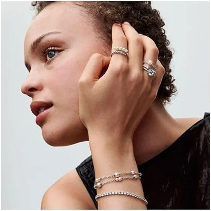 Pandora Timeless Ring, Offener Silberring aus 925er Silber mit 5 Süßwasserperlen und 6 Kristallen – Bild 5