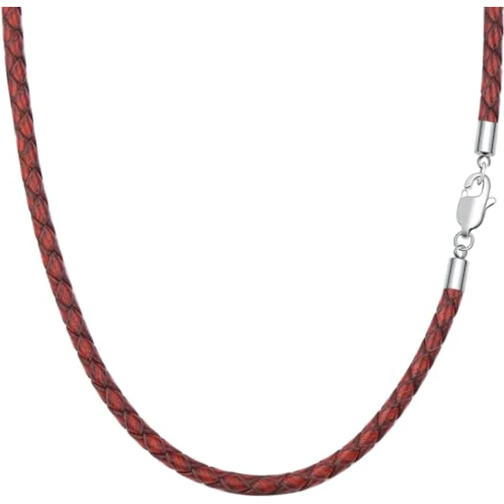 Viwind Geflochtene Lederkette aus Kunstleder mit Edelstahlverschluss, 3mm breit, 60cm, Retro Braun, Unisex-Halskette für Anhänger – Bild 1