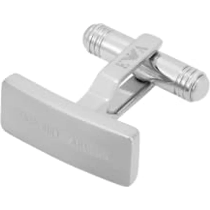 Emporio Armani EGS3308040, Silberfarbene Manschettenknöpfe aus Edelstahl mit mattem und glänzendem Finish, 7,5 mm x 18,5 mm – Bild 2