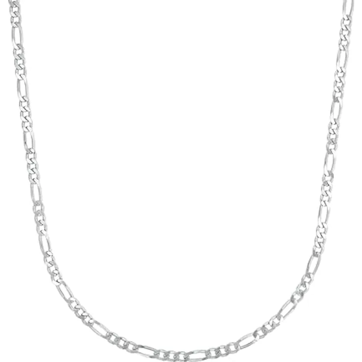 Amor Collier 925 Sterling Silber Unisex Halskette, 45 cm Figaro-Design mit Federringverschluss, in Schmuck Geschenk Box, 2017563
