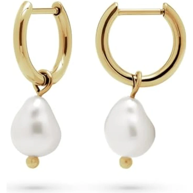 FAVS Creolen 89019389, goldfarbene Edelstahl-Creolen mit abnehmbaren Barock-Perlen – Bild 2