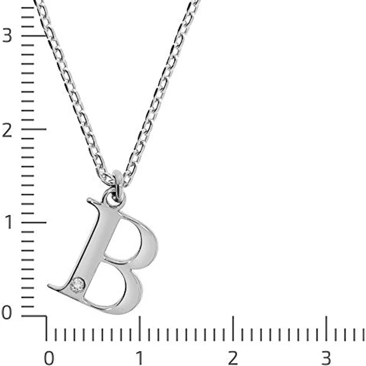 Diamonds by Ellen K. Damen Halskette 925/- Sterling Silber, 45+3cm, glänzend, Buchstabe B mit Diamant 0,008ct, weiß, inkl. Etui – Bild 2