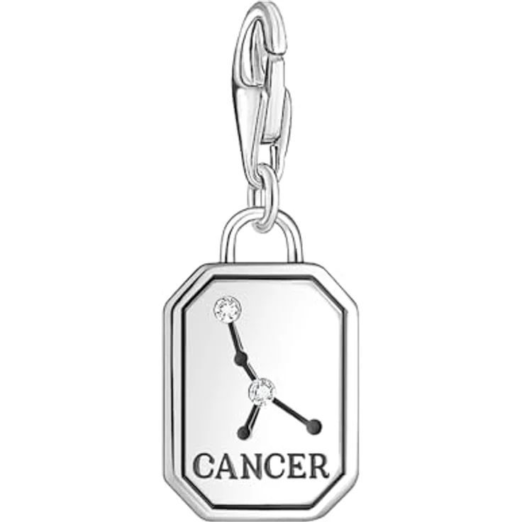 THOMAS SABO Charm-Anhänger Sternzeichen Krebs, 925er Sterlingsilber geschwärzt mit Steinen, Karabinerhaken – Bild 2
