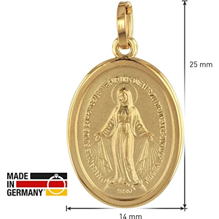 trendor Milagrosa Anhänger Gold 750 (18 Karat) 25 x 14 mm, Madonna Medaille aus Echtgold für Damen und Herren, beidseitige Prägung – Bild 5