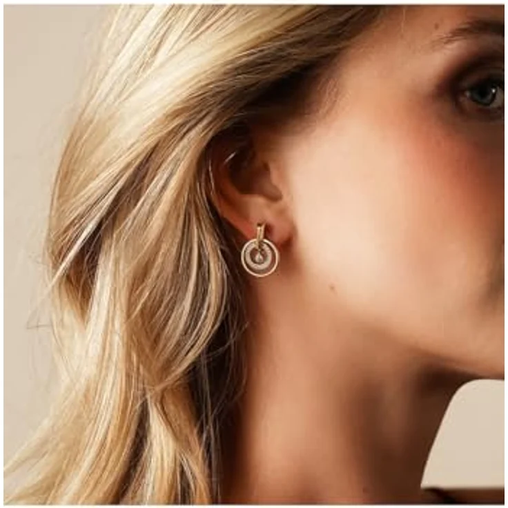 JETTE Damen-Ohrhänger, 925er Silber mit recyceltem Zirkonia, One Size, Gelbgold 32028443 – Bild 2