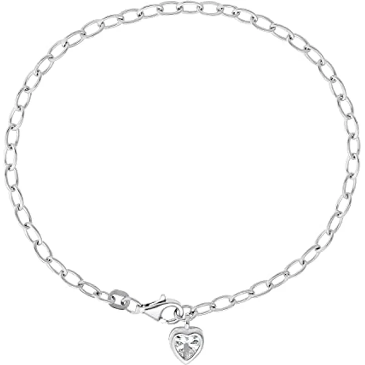 Amor Silberarmband LIEBE, Armschmuck aus 925er Sterling Silber mit Zirkonia (synth), Rhodium-beschichtet, individuell verstellbar, Made in Germany – Bild 1