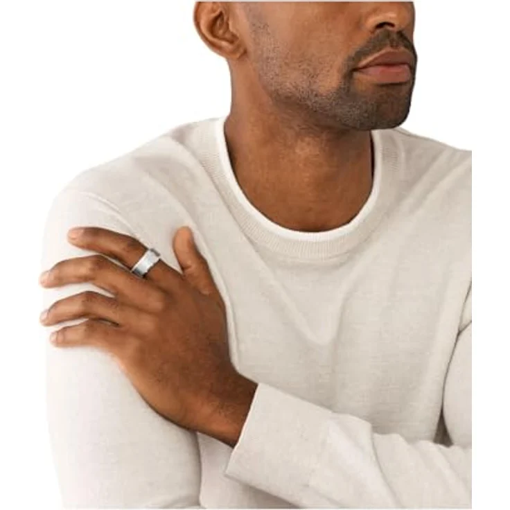 Emporio Armani Herrenring aus rostfreiem Stahl, silberne matte Ausführung, Größe 9 – Bild 3