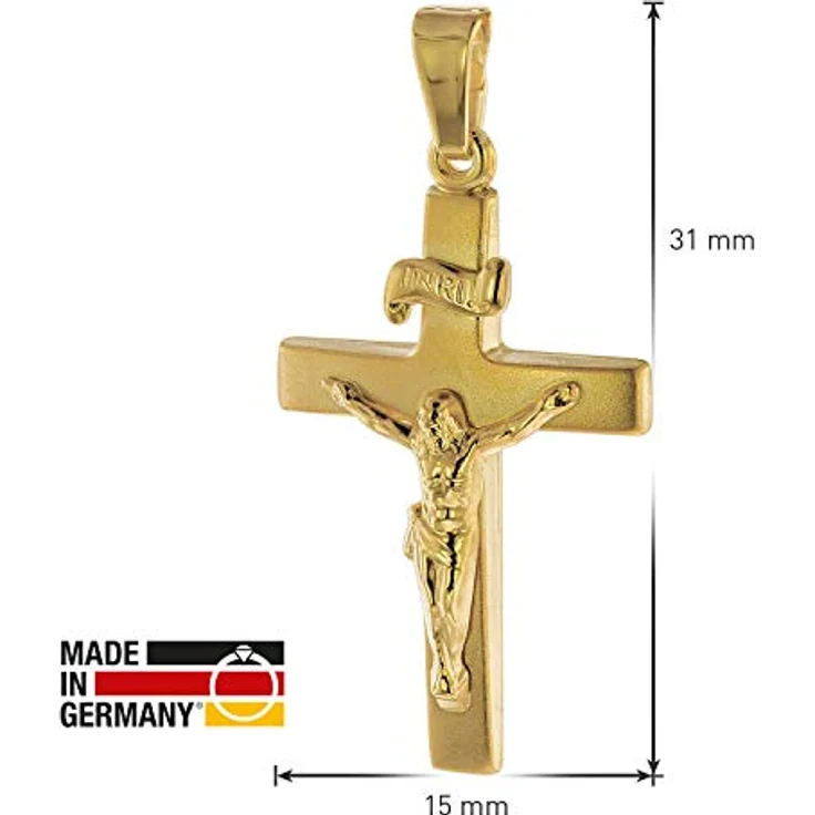 trendor Kettenanhänger Kruzifix 24 mm, Gold 750/18 Karat, edler Gold-Schmuck für Damen und Herren – Bild 4