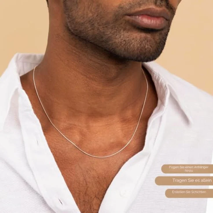 Amberta 925 Sterling Silber Schlangenkette für Damen und Herren, super dünne 45 cm Halskette aus hochwertigem Sterlingsilber – Bild 4