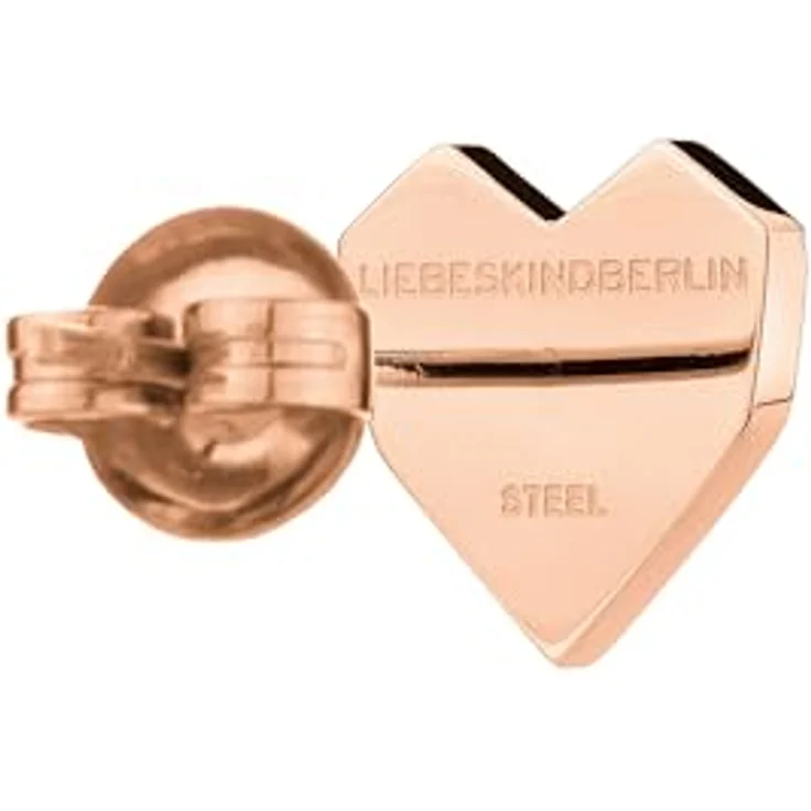LIEBESKIND BERLIN Herzohrstecker, Damen-Ohrstecker aus rosévergoldetem Edelstahl, 11 mm mit Steckverschluss – Bild 3