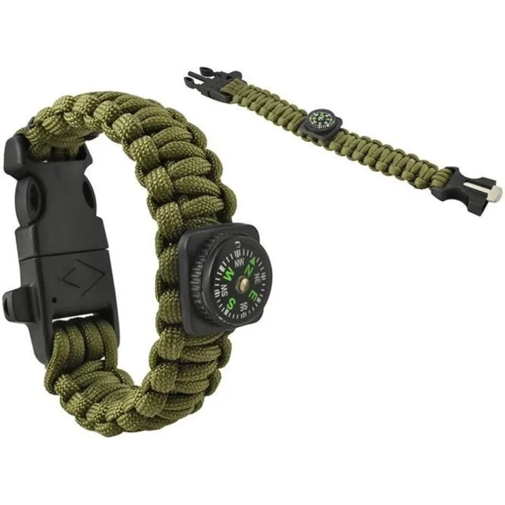 Trizand Survival Kompass Armband 5-in-1, wasserdichtes Armband mit Multifunktionswerkzeugen, Nylon, 25,5 cm
