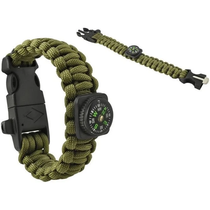 Trizand Survival Kompass Armband 5-in-1, wasserdichtes Armband mit Multifunktionswerkzeugen, Nylon, 25,5 cm