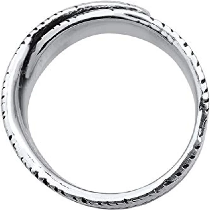 Kuzzoi Herrenring Bandring im Feder Design schwarz oxidiert, 14mm, 925 Sterling Silber, Vintage Look, Ringgröße 62 – Bild 3