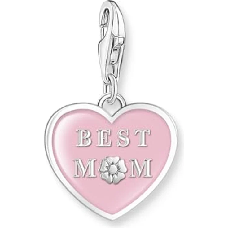 THOMAS SABO Charm-Anhänger Herz mit Best Mom, recyceltes 925 Sterlingsilber, Charm Club, Karabinerhaken – Bild 1