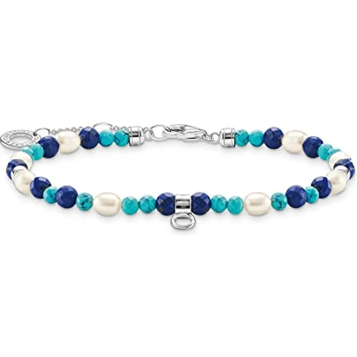 THOMAS SABO Armband 925 Sterlingsilber mit blauen Steinen und Perlen, elegantes Design – Bild 4
