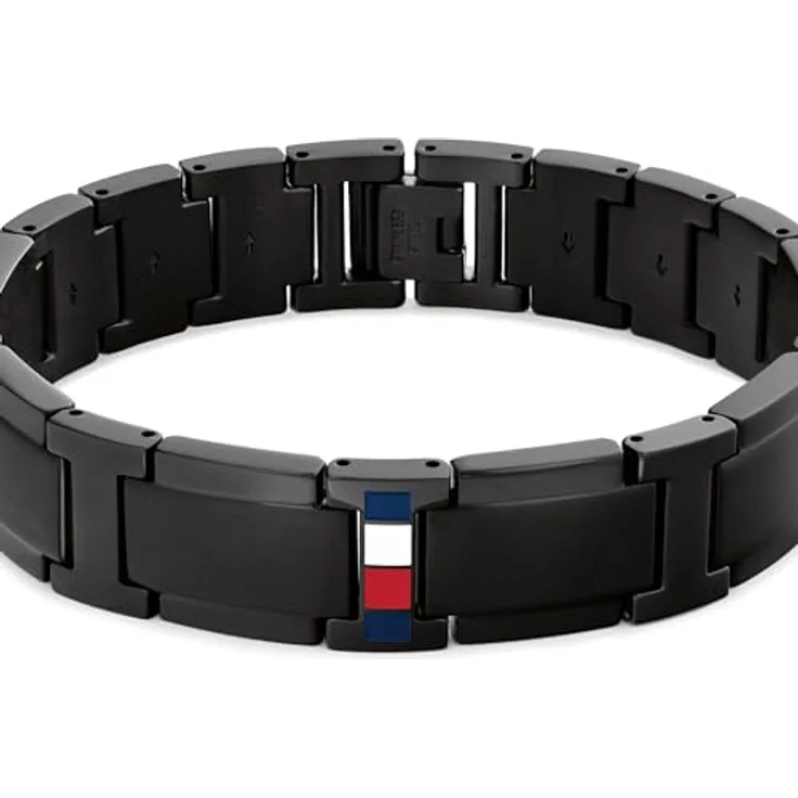 Tommy Hilfiger Jewelry Gliederarmband für Herren aus schwarzem Edelstahl mit Faltverschluss und ikonischer Flagge - 2790659 – Bild 2