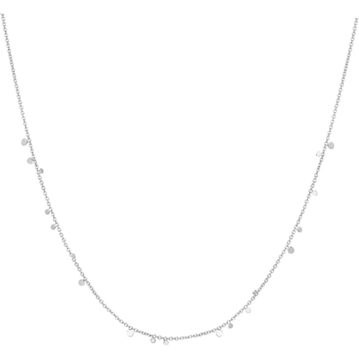 ANIA HAIE CHILL VOYAGER Mini Disc Drop Stacking Halskette aus 925 Sterling Silber, 19 Silberplättchen, verlängerbar auf 45,5 cm, inkl. Geschenkverpackung – Bild 1