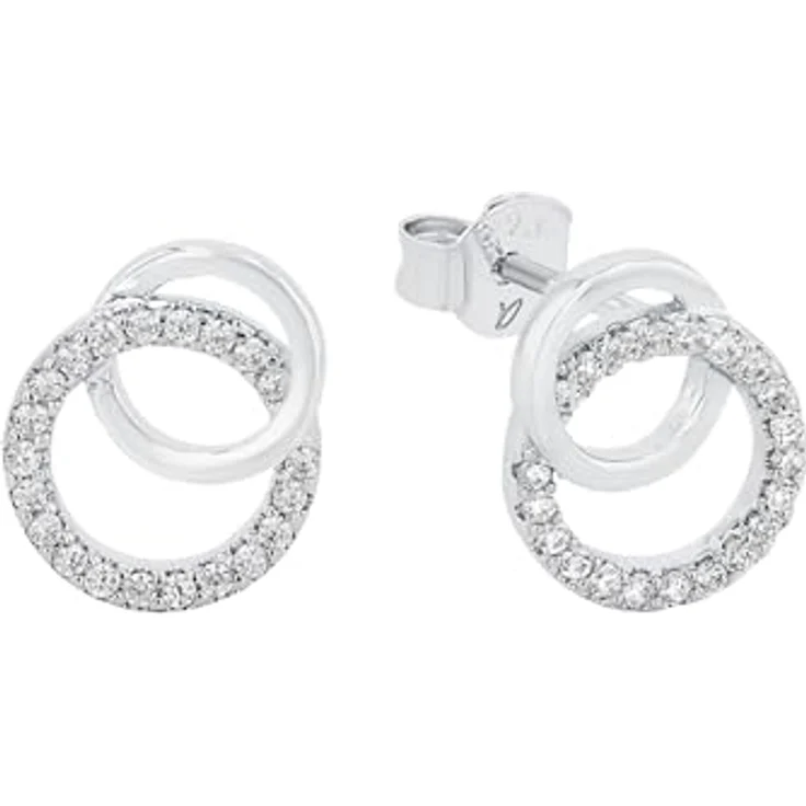 Amor Paar Ohrstecker, 925 Sterling Silber mit Zirkonia, Rhodium Schutzschicht, Kreis Design – Bild 1