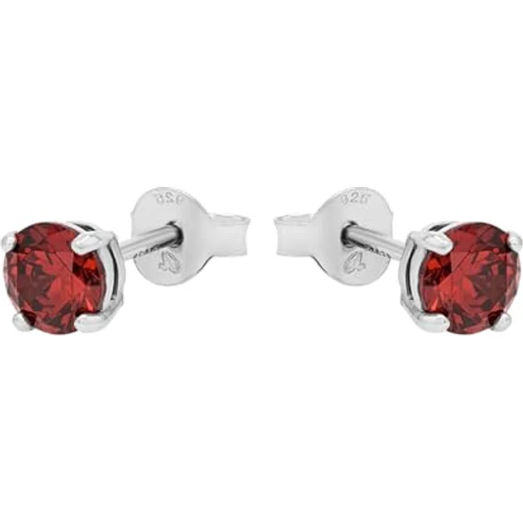 Amor Ohrstecker 925 Sterling Silber, Damen Ohrschmuck mit synth. Zirkonia, 0,5 cm, Rot, inkl. Schmuck Geschenk Box – Bild 4
