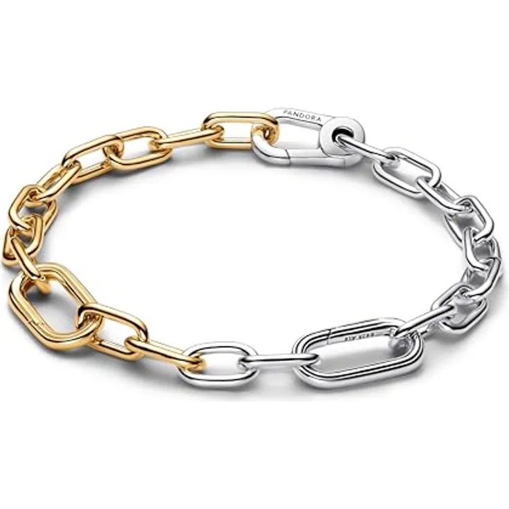PANDORA ME Gliederkettenarmband aus Sterling-Silber mit 14 Karat vergoldeter Metalllegierung und Zirkonia, Größe: 17,5 cm, kompatibel mit ME Kollektion