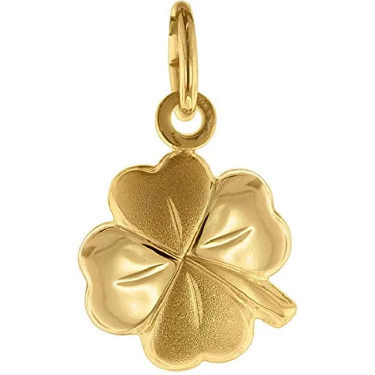 trendor Glücksklee Anhänger Gold 333/8 Karat, eleganter Halsschmuck für Damen, ideal als Geschenkidee, inklusive Geschenkbox, 75620