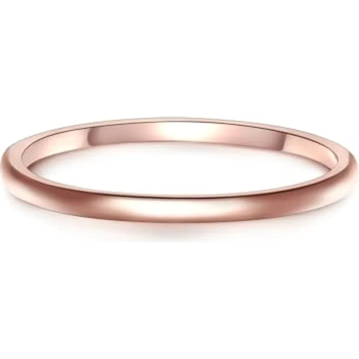 GLANZSTÜCKE MÜNCHEN Damen-Ring 925/- Sterling Silber, rosévergoldet, schmaler Stapelring, 1,4 mm