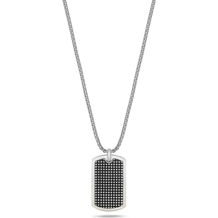 s.Oliver Herren Necklace - Halskette aus mattiertem Edelstahl mit Taganhänger - Silber, verstellbare Venezianerkette bis 60 cm, wasserfest & hautfreundlich