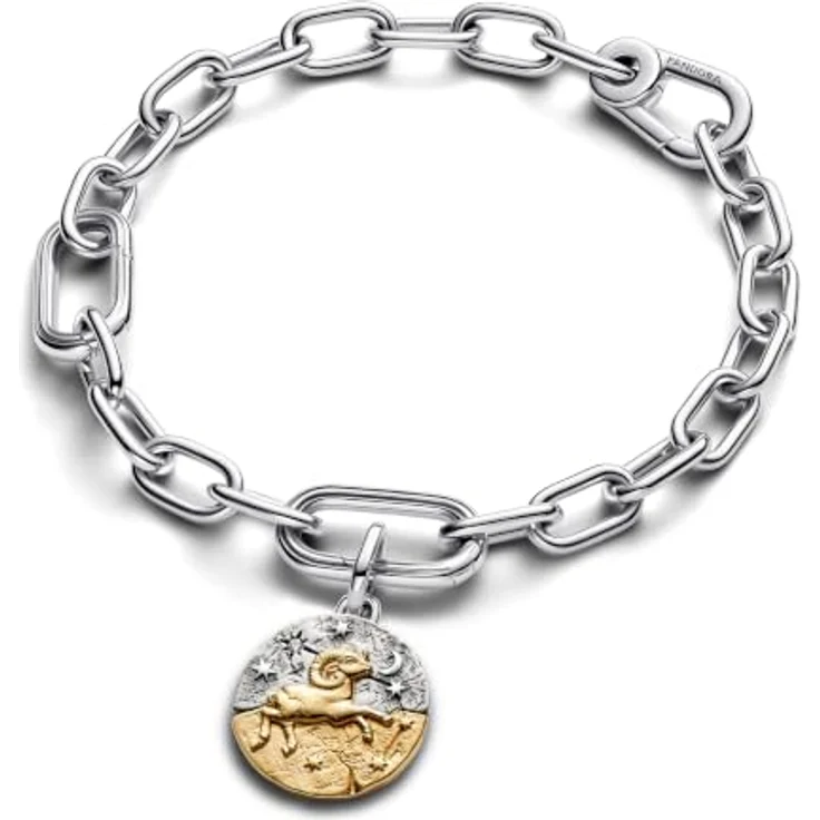 Pandora Charm Sternzeichen Widder 764993C01, Silber und Gelbgold, Zirkonia, 16 mm – Bild 1