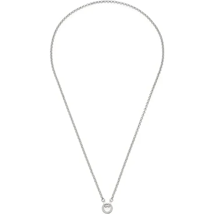 JEWELS BY LEONARDO Halskette Clip & Mix Paola, silberfarbene Erbs-Kette aus Edelstahl, 70 cm, mit Ring zum Einhängen von Charms, Geschenk für Damen, 022148
