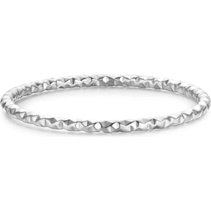Eastside Damen Ring "Hammered Finish", silberner Edelstahl Bandring, schmal, gemustert, wasserunempfindlich, ideal für Stapelring-Looks – Bild 1
