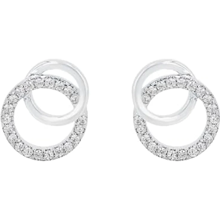 Amor Paar Ohrstecker, 925 Sterling Silber mit Zirkonia, Rhodium Schutzschicht, Kreis Design – Bild 4
