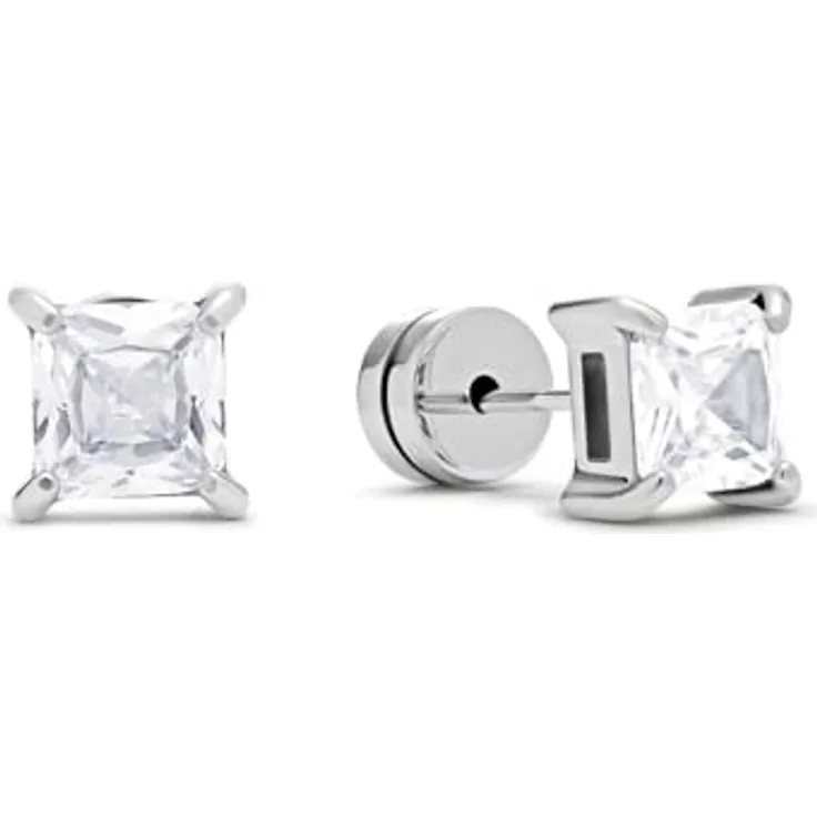 FAVS Herren-Ohrhänger Edelstahl mit 2 Zirkonsteinen, One Size, zeitloses Design