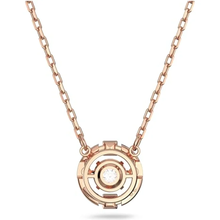 Swarovski Una Halskette, Rund, Weiß, Roségold-Legierungsschicht mit tanzendem Kristall und Kristallpavé – Bild 4