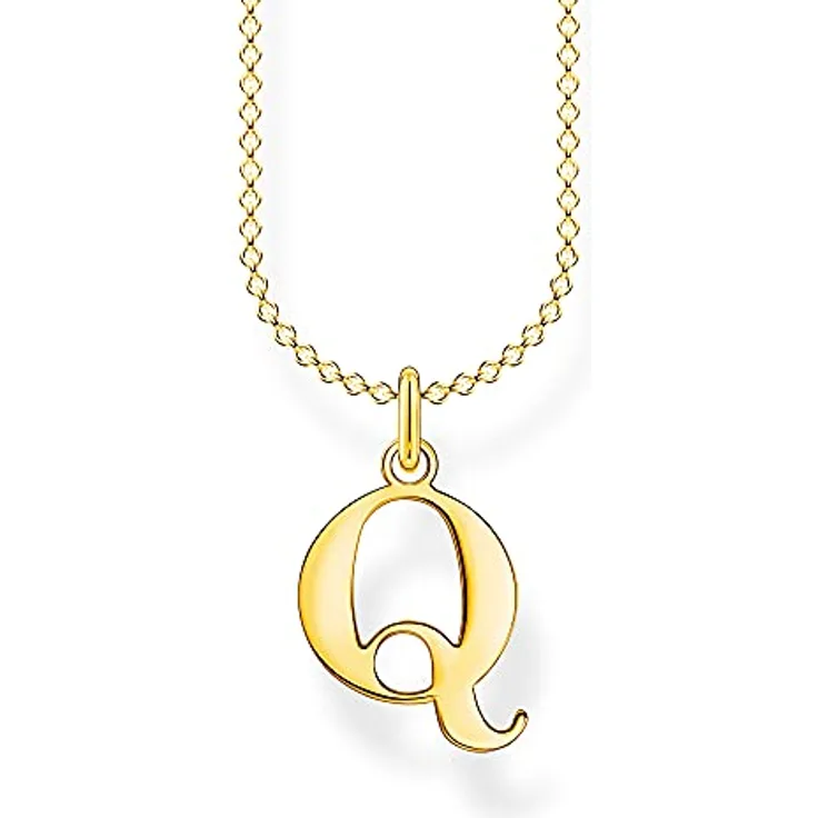 THOMAS SABO Halskette Buchstabe Q, vergoldetes Silber 925 mit 750er Gelbgold-Vergoldung, 38cm-45cm, Damen Schmuck