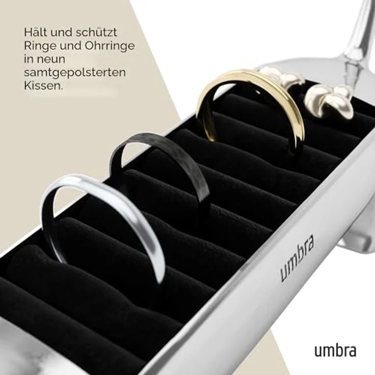 Umbra Dachsie Ringhalter Schmuckaufbewahrung für bis zu 10 Ringe, Chrom, niedliches Dackeldesign mit Ringpolsterung – Bild 5