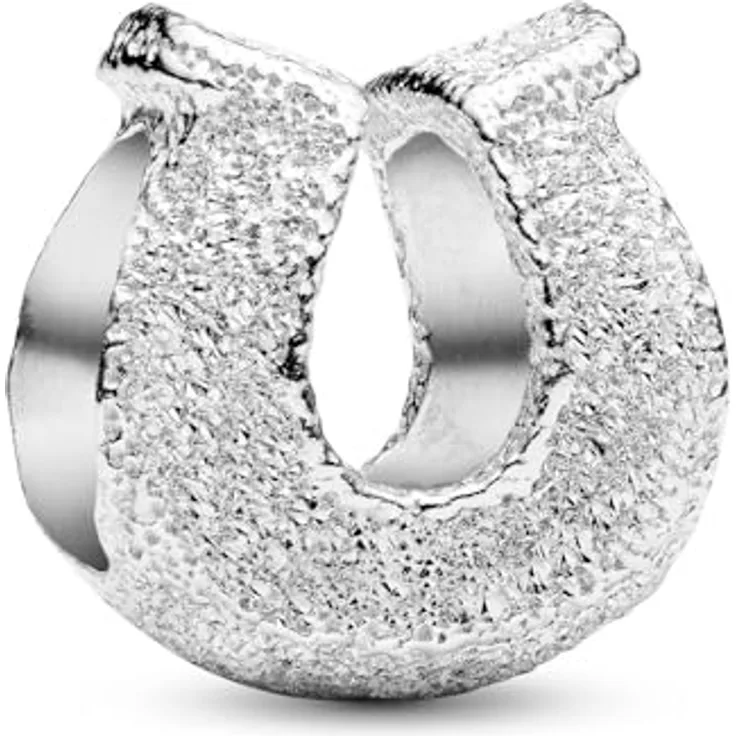 PANDORA Hufeisen Mini-Charm aus Sterling Silber, strukturiert, kompatibel mit Moments, 794056C00