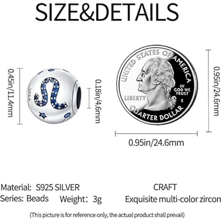 Pandach Damen Charm Anhänger Sternzeichen, 925 Sterling Silber mit Zirkonia, 12 Charms Beads für Pandora Armband und Halskette, geeignet für Frauen und Mädchen – Bild 5