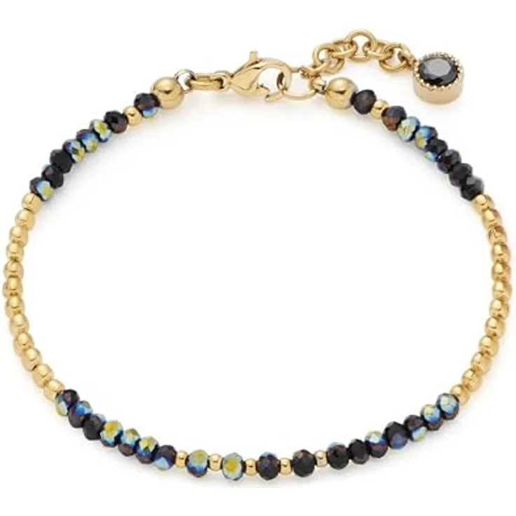 JEWELS BY LEONARDO Armband Ciao Lola, goldfarbener Edelstahl mit schwarzen Glaskristallen, 17-19 cm Länge, ideales Schmuck Geschenk für Frauen