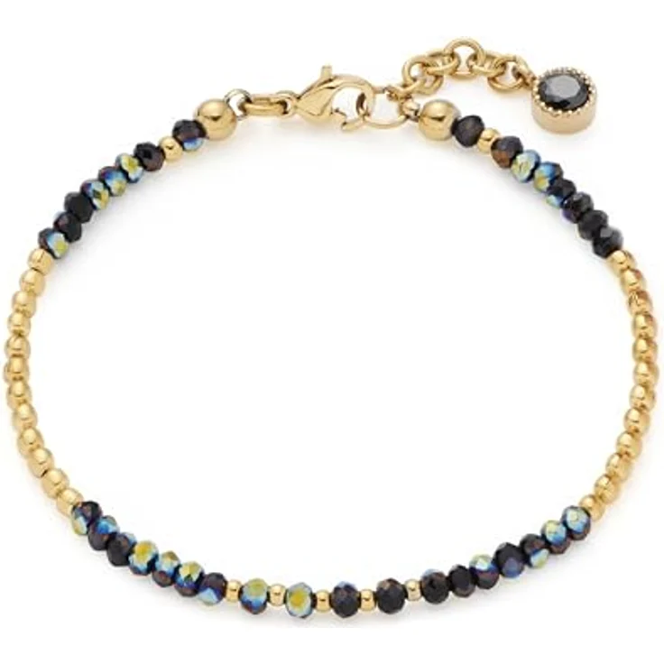 JEWELS BY LEONARDO Armband Ciao Lola, goldfarbener Edelstahl mit schwarzen Glaskristallen, 17-19 cm Länge, ideales Schmuck Geschenk für Frauen – Bild 1