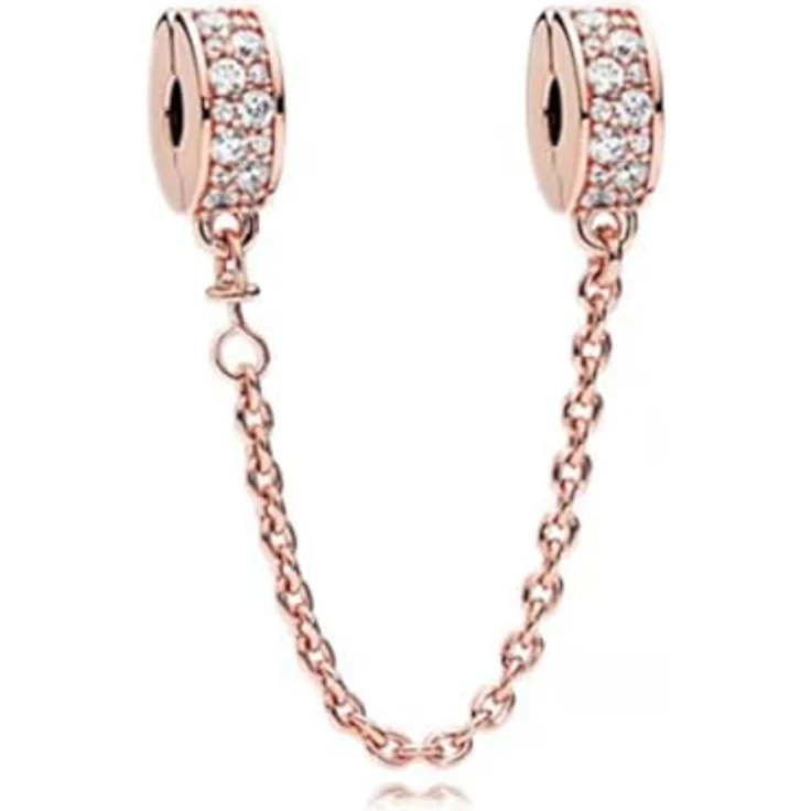 Anduonie Charms Stopper Gold Charms Anhänger Silber 925, rot Charme Anhänger, kompatibel mit europäischen Armbändern, inklusive rosegold Sicherheitskette – Bild 1