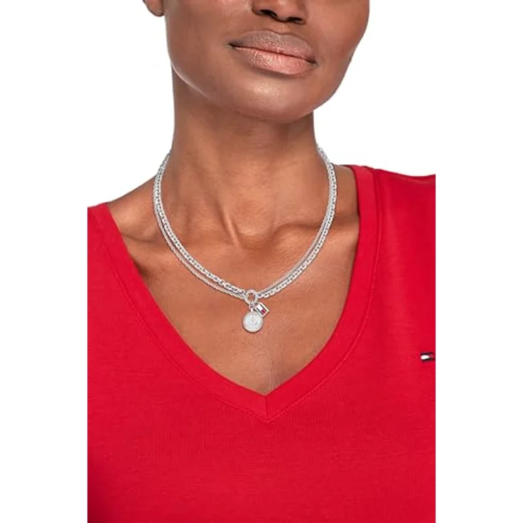 Tommy Hilfiger Jewelry Halskette mit Ankeranhänger aus Edelstahl, verstellbare Länge 41–46 cm, glänzender Polierter Look, mit eingraviertem Logo und emaillierter Flagge – Bild 2