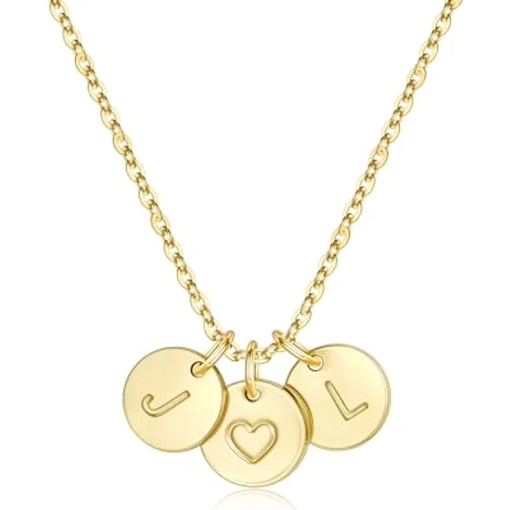 TINGN Gold Halskette, Damen Zwei Buchstaben Kette mit Herz, personalisierbar, 18"+2.5" Verlängerung, hypoallergen für Teenager Mädchen 10-18 Jahre – Bild 1