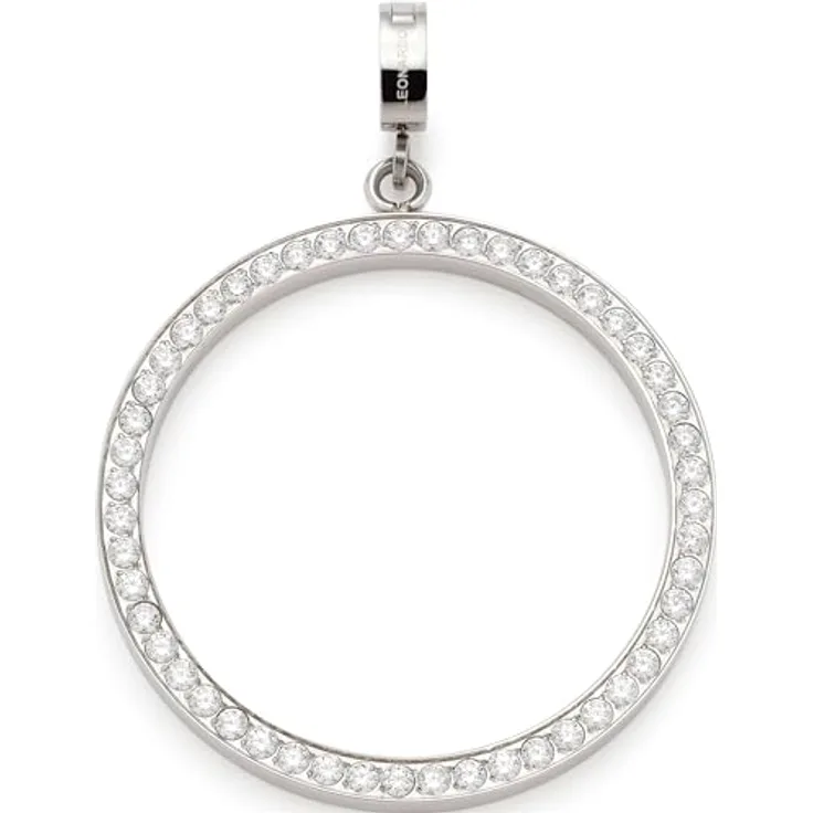 JEWELS BY LEONARDO Clip & Mix Elin Ketten-Anhänger, silberfarbener Edelstahl mit Zirkonia-Steinchen, Clip M (4,8 mm Ø), Schmuck Geschenk für Frauen, 023600